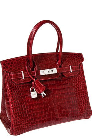 Hermès Exceptional Collection Shiny Rouge H Porosus Crocodile 30 cm Birkin Bag