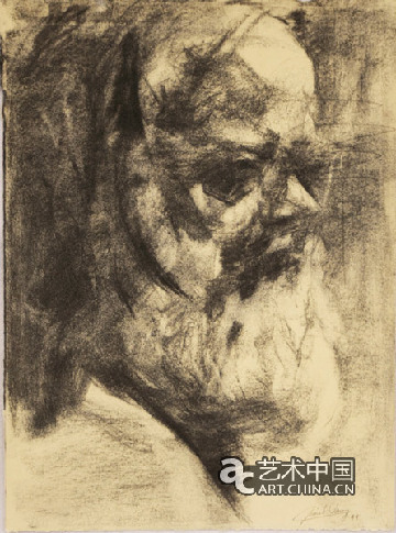 我的恩师弗莱德-My-Teacher-Fred-xcm-碳条纸本--charcoal-on-paper-1999